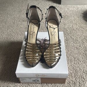 Jessica Simpson Black and Tan Women's Heels